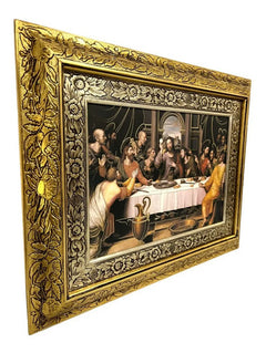 Cuadro De La Ultima Cena De Jesús De Nazaret 60x47 Cm Combinado Oro Y Plata Oro Y Plata