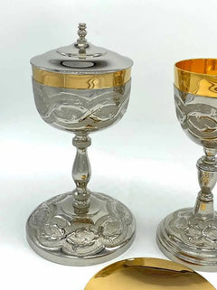 Caliz Copon Y Patena Plateado Para Iglesia O Capilla C202