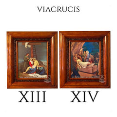 Cuadro Vía Crucis O Viacrucis En Madera 15 Piezas 40x35 Cm