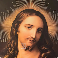 Cuadro Del Sagrado Corazón De Jesús 60x47 Cm Combinado Oro Y Plata Oro Y Plata