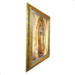 Cuadro Virgen De Guadalupe Religioso Con Marco, Combinado Oro Y Plata, 90x70 Cm Combinado Oro Plata Oro Plata