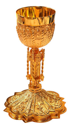 Caliz Barroco Tradicional Para Ordenación Grande Con Patena Dorado