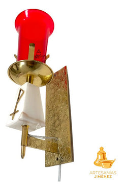 Lampara O Luz Del Santisimo Piramidal Semanal Grande C2 Dorado