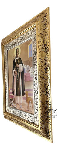 Cuadro San Martin De Porres 60x47 Cm Combinado Oro Y Plata Oro Y Plata