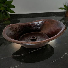 Lavamanos O Lavabo De Cobre Martillado 49x29 Cm Patinado Patinado Cobre Envejecido