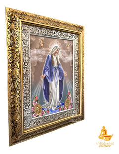 Cuadro Virgen De Los Milagros 60x47 Cm C1 Combinado Oro Y Plata Oro Y Plata