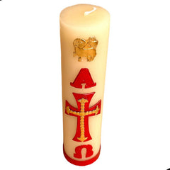 Cirio Pascual 22x5 Cera 5 Cp01 Beige Alfa Omega Cordero Cruz Variable