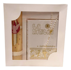 Kit Confirmación Vela Biblia Rosario Llama De Fe