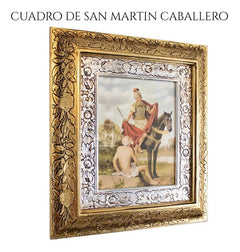 Cuadro San Martin Caballero 45x40 Cm Combinado Oro Y Plata Oro Y Plata