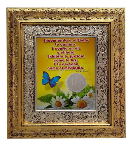 Cuadro Salmo 37:5-6 45x40 Cm Combinado Oro Y Plata Oro Y Plata