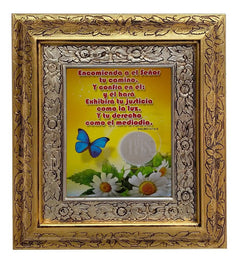 Cuadro Salmo 37:5-6 45x40 Cm Combinado Oro Y Plata Oro Y Plata