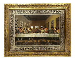 Cuadro De La Ultima Cena D Vinci 60x47 Cm Filos Dorados Combinado Oro Y Plata Oro Y Plata