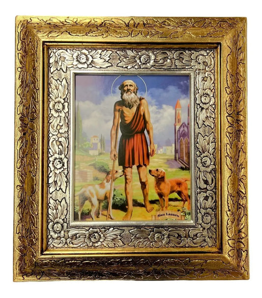 Cuadro de Lázaro de Betania, 45x40 cm, acabado combinado oro y plata