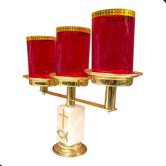 Candeleros De Tres Luces (2 Piezas) Cuadrados Con Pantallas Cruz Y Pez