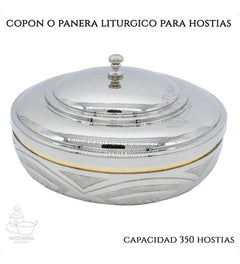 Copon O Panera Para 350 Hostias Liturgico A902 Plateado Con Detalle Dorado Grabado Litúrgico