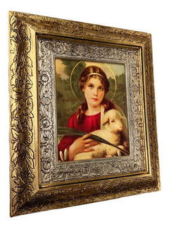 Cuadro Santa Ines 45x40 Cm Combinado Oro Y Plata Oro Y Plata