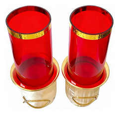 Altar Table Candlesticks with 8 Cups, Onyx Stone, Gold