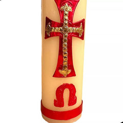 Cirio Pascual O Vela De Oracion 22x5 Cera 50 Piezas  Beige Alfa Omega Cordero Variado