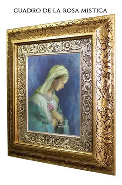 Cuadro Rosa Mistica 45x40 Cm A0903 Combinado Oro Y Plata Oro Y Plata