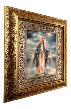 Cuadro Virgen De La Medalla Milagrosa 45x40 Cm A#1  Combinado Oro Y Plata Oro Y Plata