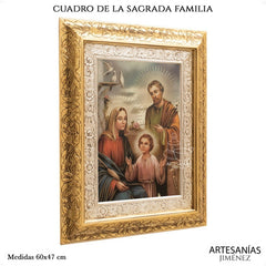 Cuadro De La Sagrada Familia 60x47 Cm Q115 Combinado Oro Y Plata Oro Y Plata