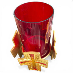 Candeleros Portavela Para El Altar De Sacrificio (2 Piezas) Rojo Y Dorado