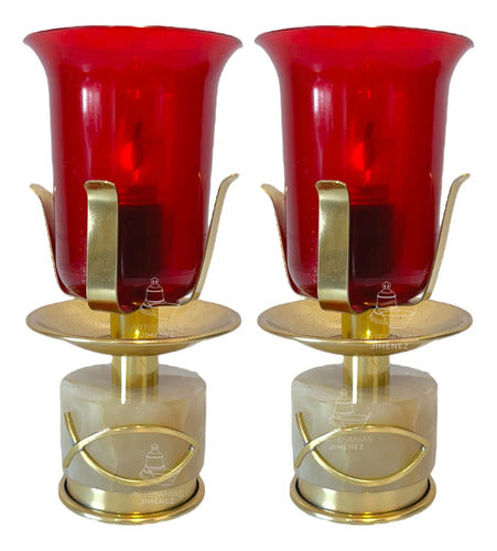 Candeleros Eléctricos Para El Santísimo Redondos 1/2 Semana  Dorado