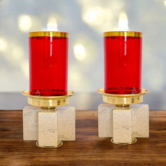 Candeleros De Mesa Para Altar Cruz Vaso Grande C1 Candeleros Piedra Cruz