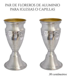 Floreros O Jarrones 30 Cm (par) Iglesia O Capilla Cuello Plateado Cuello