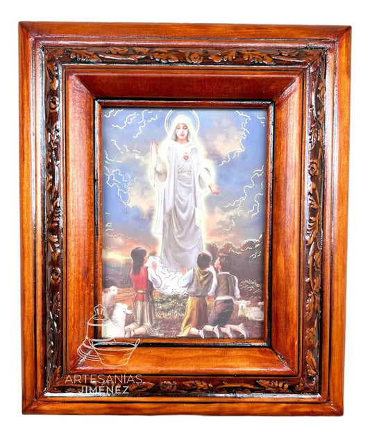 Our Lady of Fatima Framed Picture, Walnut Finish (C12)