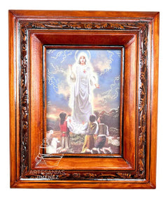 Cuadro Rostro De Jesus Color Nogal Madera De Pino 22x19 Cm Color Nogal