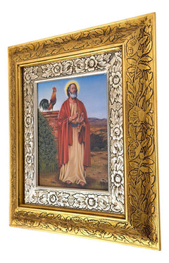 Cuadro De Madera 45x40 Cm San Pedro Oro Y Plata