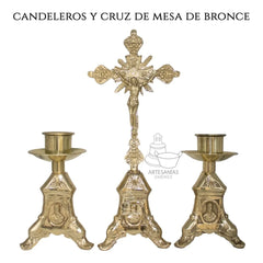 Baroque Altar Candlesticks & Table Cross Set
