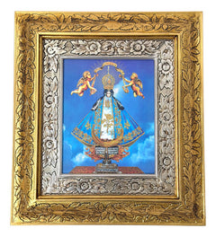 Cuadro De Madera 45x40 Cm Virgen San Juan De Los Lagos Oro Y Plata