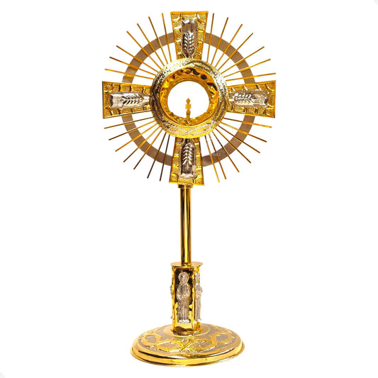 Custodia eucarística para hora santa, con baño de oro, hecha a mano en México