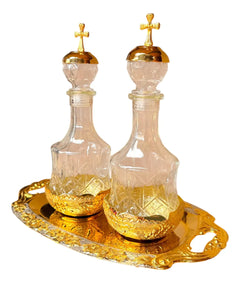 Vinajeras Para Misa Iglesia Católica Juego Litúrgico Altar Rosas Doradas Combinada