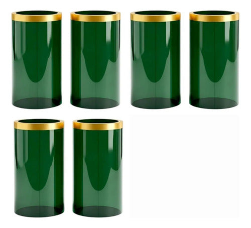 Acrílicos O Pantallas Para Candelero Juego De 6 Piezas Verde Verde Translucido Liso