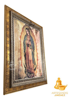 Cuadro Virgen De Guadalupe 90x70 Cm Copia Fiel Combinado Oro Y Plata Oro Y Plata