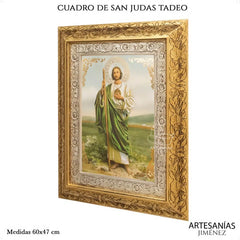 Cuadro San Judas Tadeo 60x47 Cm Q117 Combinado Oro Y Plata Oro Y Plata