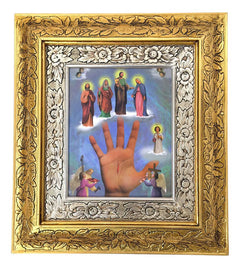 Cuadro De Madera 45x40 Cm La Mano Poderosa Oro Y Plata