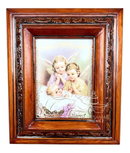 Cuadro Querubines Y Bebe Nogal C05 Protectores Nogal