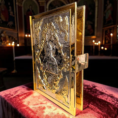 Evangeliario Liturgico Para Libro (forro) Cincelado Cristo Maestro Y Los 4 Evangelistas