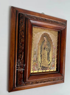 Cuadro Rostro De Jesus Color Nogal Madera De Pino 22x19 Cm Color Nogal