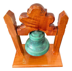 Campana Esquila De Mesa Bronce Patinado Verde
