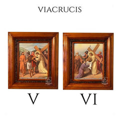 Cuadro Vía Crucis O Viacrucis En Madera 15 Piezas 40x35 Cm