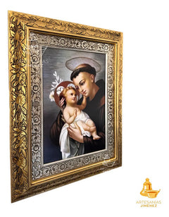 Cuadro San Antonio De Padua 60x47 Cm V2 Combinado Oro Y Plata Oro Y Plata