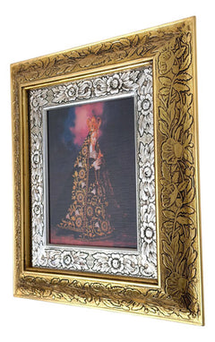 Cuadro De Madera 45x40 Cm Virgen De La Soledad Oro Y Plata