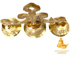 Campana De Mano Con 3 Campanillas De Bronce