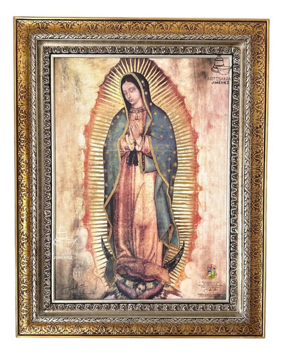 Cuadro Virgen De Guadalupe 90x70 Cm Copia Fiel Combinado Oro Y Plata Oro Y Plata