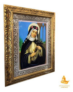 Cuadro De Santa Rosa De Lima 60x47 Cm V2 Combinado Oro Y Plata Oro Y Plata